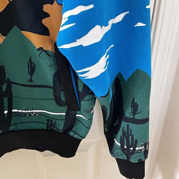 First Row Graphic Mountain Hoodie Full Zip Embroidered Applique Men's Size Large - Picture 12 of 16